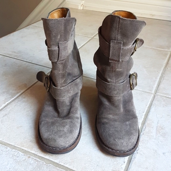 FIORENTINI + BAKER Suede Gray Moto Boots Size 36 - Picture 2 of 9